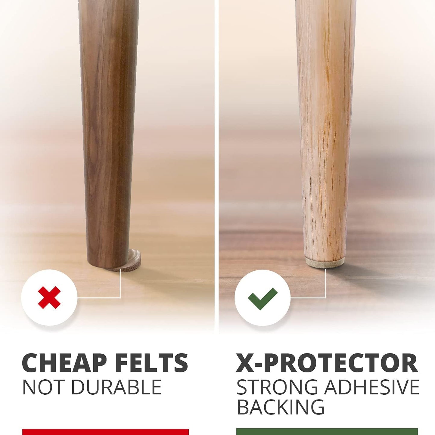 Felt Furniture Pads X-PROTECTOR - 48 Premium Floor Protector Chair Felts for Feet Wood Floors Best Hardwood Protect Your Hard Floors! (Brown)