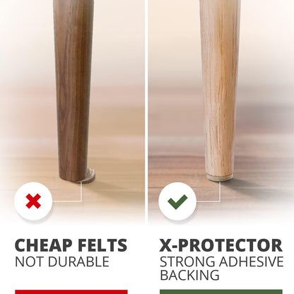 Felt Furniture Pads X-PROTECTOR - 48 Premium Floor Protector Chair Felts for Feet Wood Floors Best Hardwood Protect Your Hard Floors! (Brown)