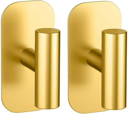 Adhesive Towel Hooks for Shower,Waterproof Heavy Duty Bathroom Hooks,Wall Mounted Sticky Hangers for Coats/Aprons/Robes,No Drilling(Black,2 Pack)
