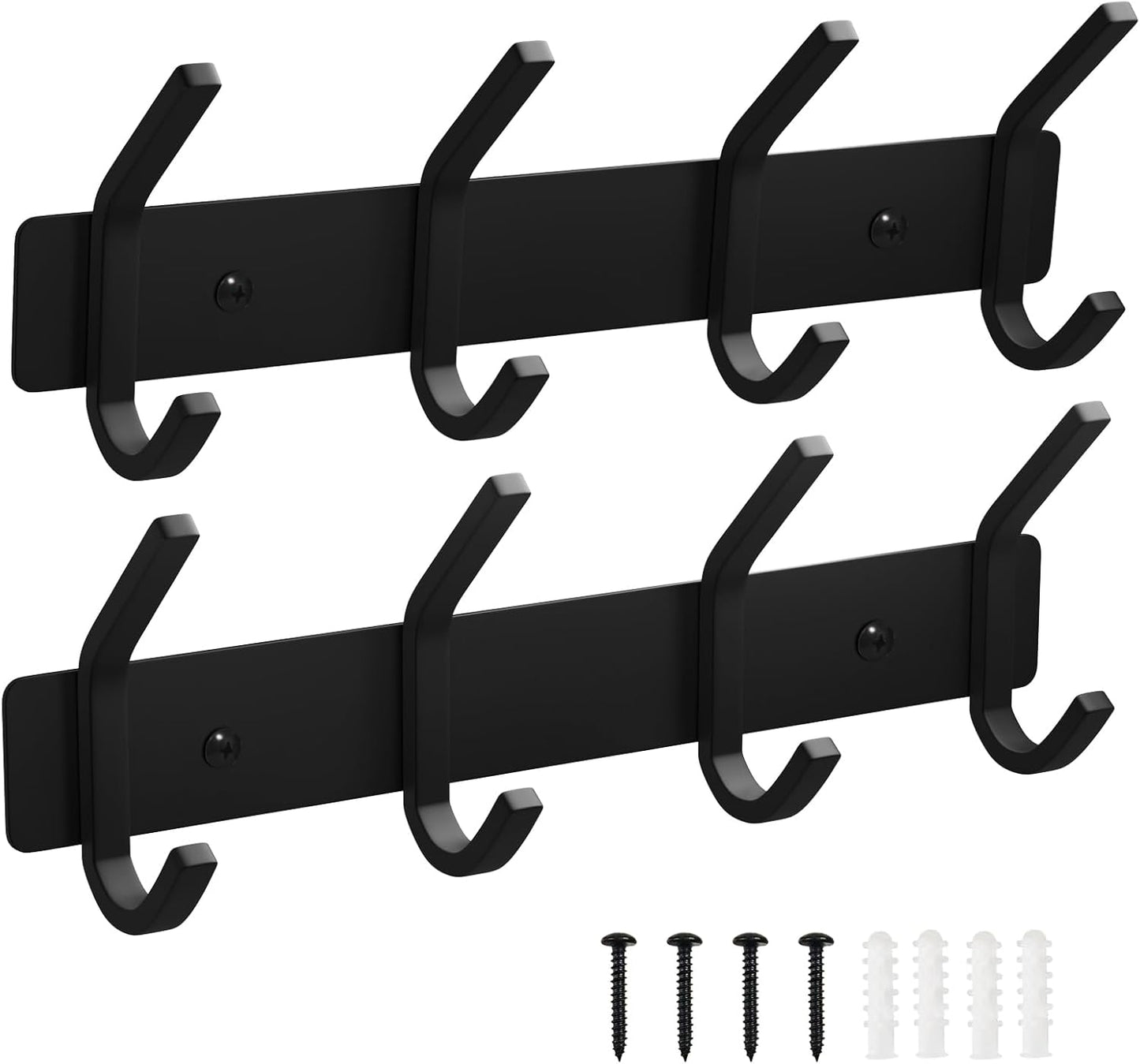 VAEHOLD Black Hat and Coat Wall Mount Rack - 3 Hooks for Robes, Bags, Keys, and Towels - Bathroom Towel Hanger Organizer (1 Pack)
