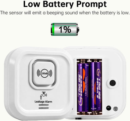 WiFi Water Leak Detectors 100dB Smart Water Sensor Alarm with 3.22 ft Sensor Cable Triple Detection Mode, with App Remote Monitor, Wireless Tank Level Monitor for Basement, Kitchen, Bathroom(1pack)