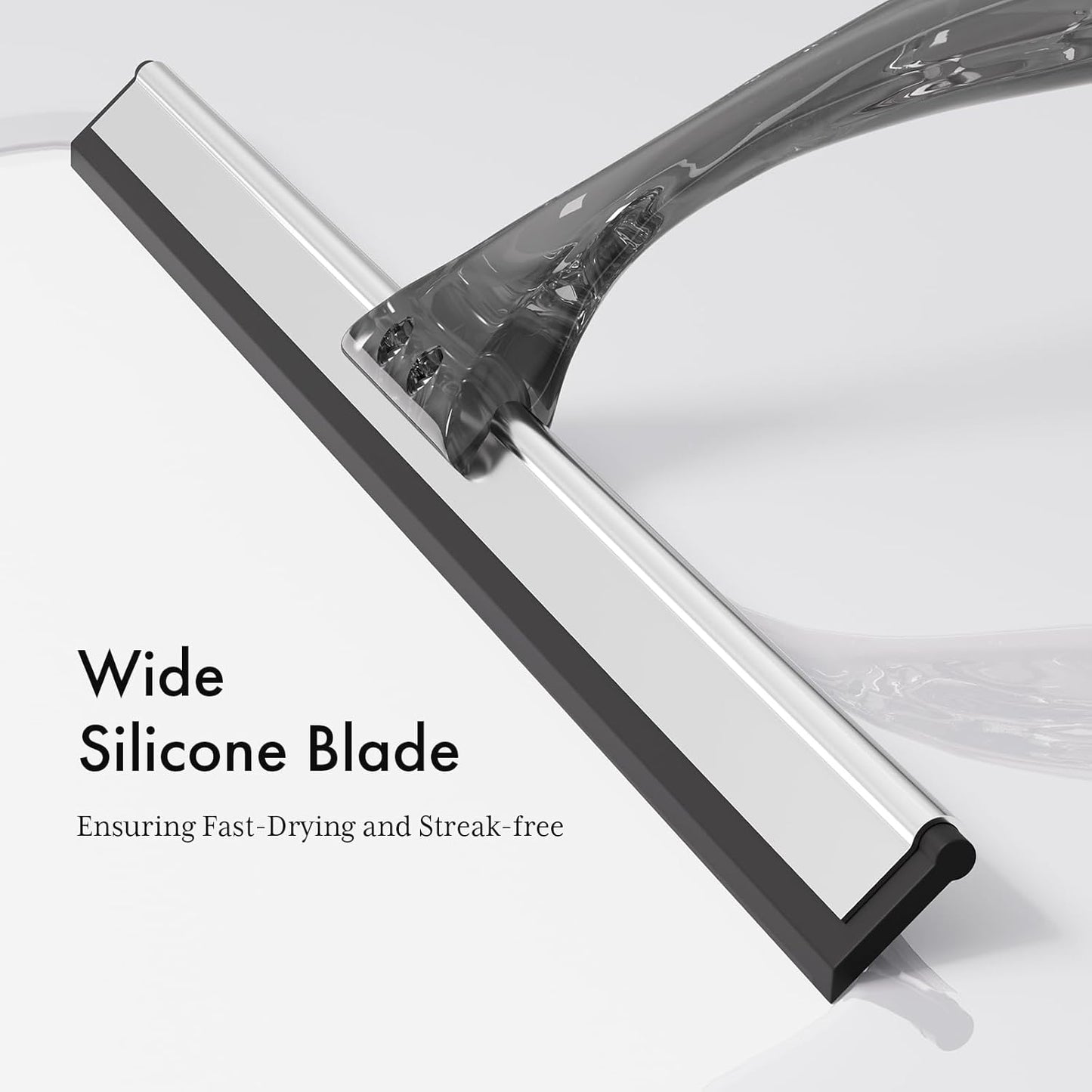 AmazerBath Shower Squeegee for Glass Doors, All-Purpose Squeegee with Suction Hook & Adhesive Hook, Clear Squeegee for Shower Glass, Windows, Mirrors, Tiles and Car Windows - 10 Inches, Clear