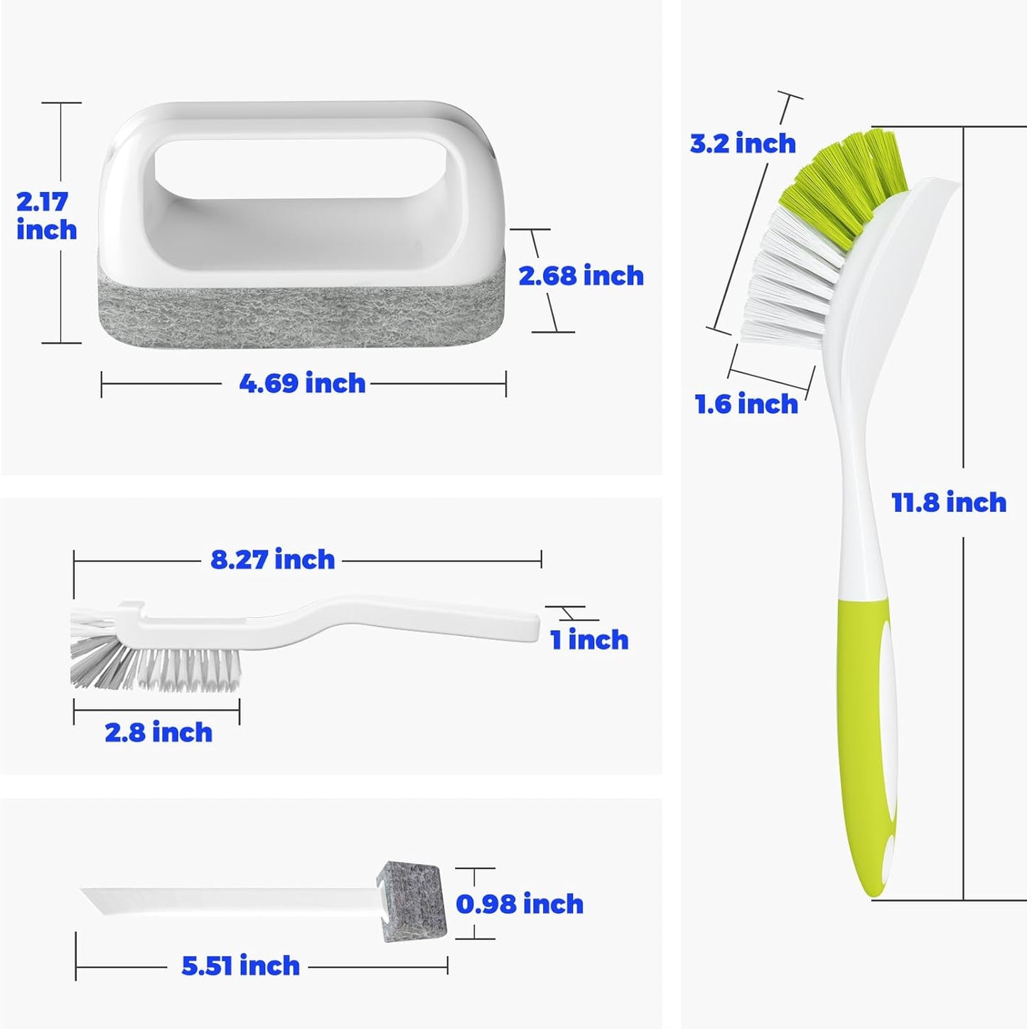 Holikme 6 Pack Dish Brush with Handle Kitchen Cleaning Brush Set for Pot, Pan, Kitchen Sink (Green)