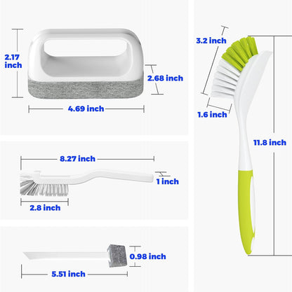 Holikme 6 Pack Dish Brush with Handle Kitchen Cleaning Brush Set for Pot, Pan, Kitchen Sink (Green)