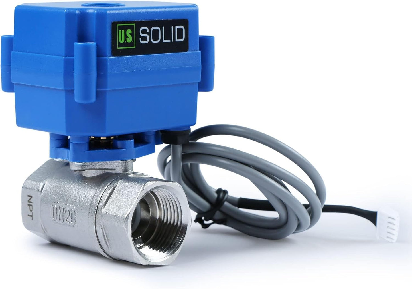 U.S. Solid Water Leak Detector with Auto Shut-Off Valve & Sound Alarm, 1" NSF Certified 304SS Motorized Ball Valve with 3 Sensors, Smart Sensor System for Water Heaters, Laundry & Flood Prevention