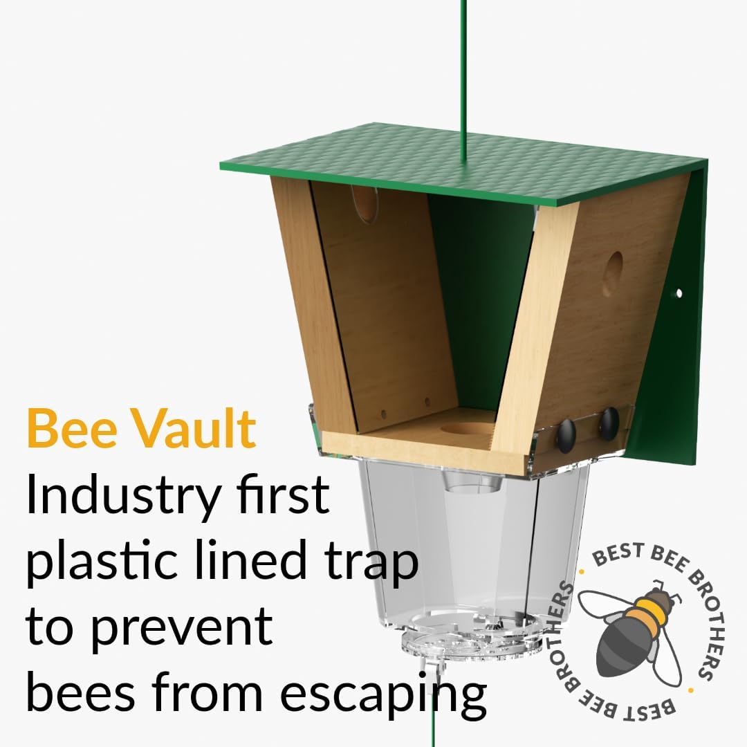 Best Bee Brothers Ultimate Pro Carpenter Bee Trap for Outside with Extra-Large, Clear External Receptacle, Internal Bee Vault & Spring-Loaded Door, 4.2” D x 5.8” W x 7.5” H (2 Pack)