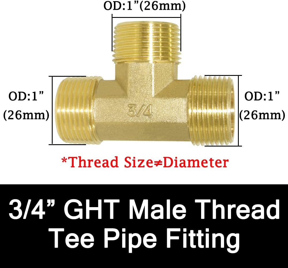 Joywayus 2PCS Brass 3/4" GHT Garden Hose Splitter Body Backyard 2 Way Y Shaped Swivel Connector Threaded Pipe Fitting Coupler Adapter with Washer