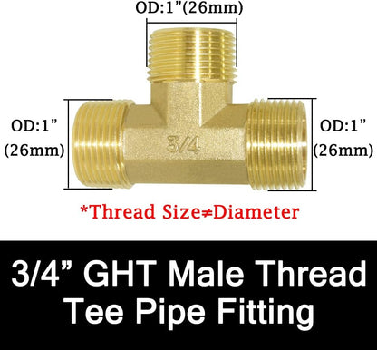 Joywayus 2PCS Brass 3/4" GHT Garden Hose Splitter Body Backyard 2 Way Y Shaped Swivel Connector Threaded Pipe Fitting Coupler Adapter with Washer