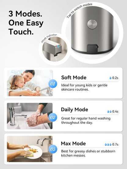 SUNLY Touchless Automatic Soap Dispenser – Clog-Free Pump, 0.2s Fast Sensor, USB-C Rechargeable, Smudge-Resistant Stainless Steel, for Kitchen & Bathroom Soap Dispenser