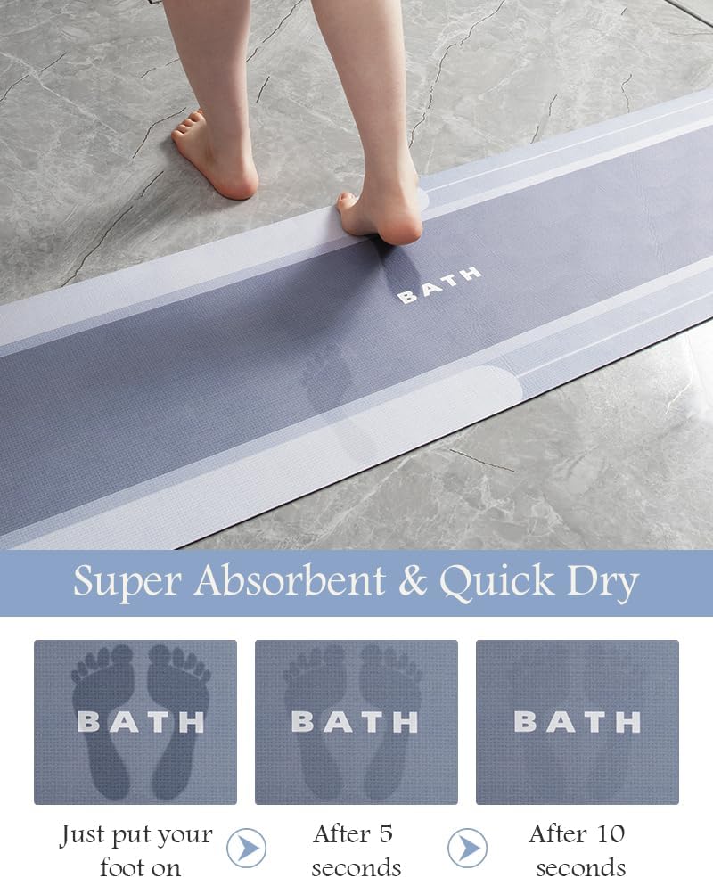 MontVoo-Bath Mat-Bathroom Mat Rug Non Slip Super Absorbent Stain Resistant Quick Dry Thin Bath Rug-Bath Mats for Bathroom Floor Bathtub Vanity-Bathmat Bath Rug Easy Care-17"x27" Grey