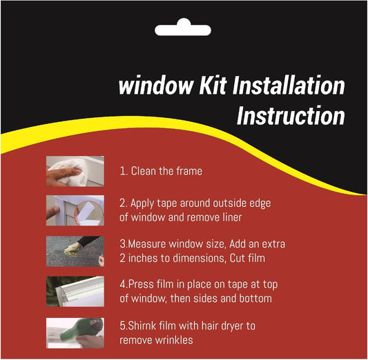 Insulating Film Window Kit to Keep Cold Out Window Shrink Film Insulator Kit (5 Windows)