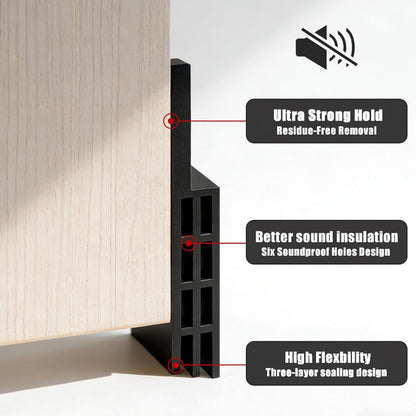 Black Door Draft Stopper 2” W x39”L, Door Bottom Blocker for Exterior/Front Doors, Adjustable Under Door Seal Sweep Weather Stripping, Sound Proofing Door Insulation Strips