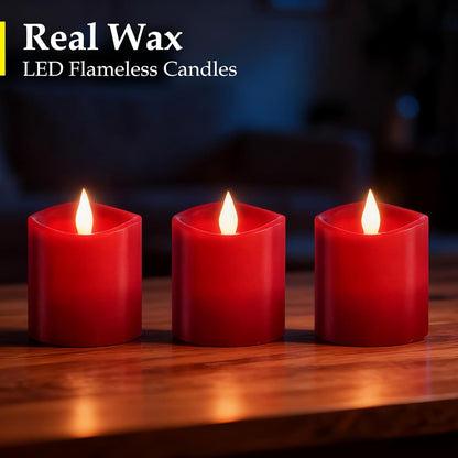 3"x4" Flickering Flameless Battery Candles with Timer, White Realistic LED Pillar Candles, Set of 2 Large Remote-Operated Candles for Home Indoor/Outdoor & Holiday Decor