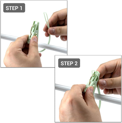 24 Pack Clothes Pins Clothes Peg Clip Pins with Plastic Rope for Clothesline Multicolor Drying Clothing Clips Hooks Windproof Clothes Hanger for Hanging Socks Hats Pants Bras Underwears Towel Photo