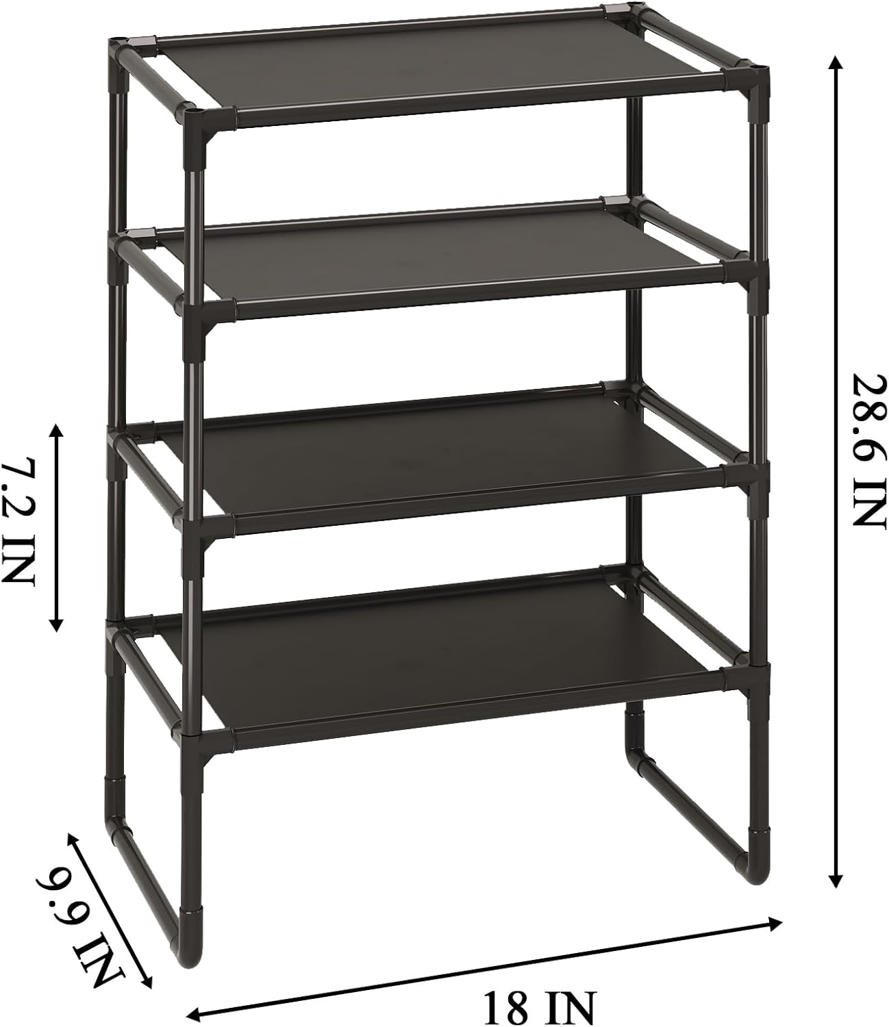 5-Tier Small Shoe Rack for Closet and Entryway, Narrow Shoe Shelf Organizer,Stackble Shoe Stand,Non-Woven Fabric Metal Free Standing Shoe Racks (White, 18" W x 9.9" D x 28.6" H)