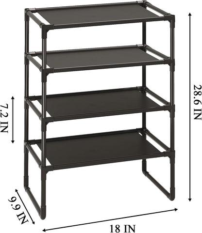 5-Tier Small Shoe Rack for Closet and Entryway, Narrow Shoe Shelf Organizer,Stackble Shoe Stand,Non-Woven Fabric Metal Free Standing Shoe Racks (White, 18" W x 9.9" D x 28.6" H)