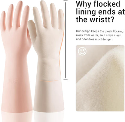 ThxToms 2 Pair Nitrile Dishwashing Cleaning Gloves,with Cotton Flocked Liner,Skin-Friendly & Anti-Slip Design,Y&P