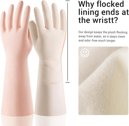 ThxToms 2 Pair Nitrile Dishwashing Cleaning Gloves,with Cotton Flocked Liner,Skin-Friendly & Anti-Slip Design,Y&P