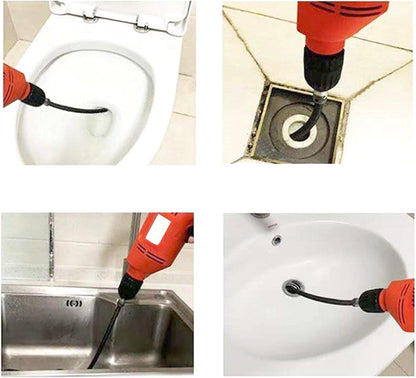 10mm Heavy-Duty Drain Auger Snake Cable with Drill Adapter - 6.5Ft/2M Flexible & Reusable Plumbing Clog Remover for Kitchen, Bathroom, Toilet, Shower Sink & Pipe