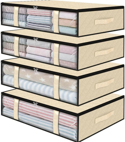 StorageRight Under Bed Storage Bags 3 Pack, 40L Large Clothes & Comforter Storage Containers with Clear Window, Breathable Fabric Organizer for Blankets, Bedding, Seasonal Clothing