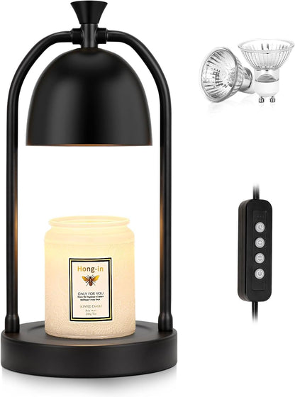 Hong-in Candle Warmer Lamp - with Timer & Dimmer, Modern Home Decor House Warming Gifts Wax Melt Warmer for Jar Candles, Cozy Birthday Gift for Women Mom (Black)