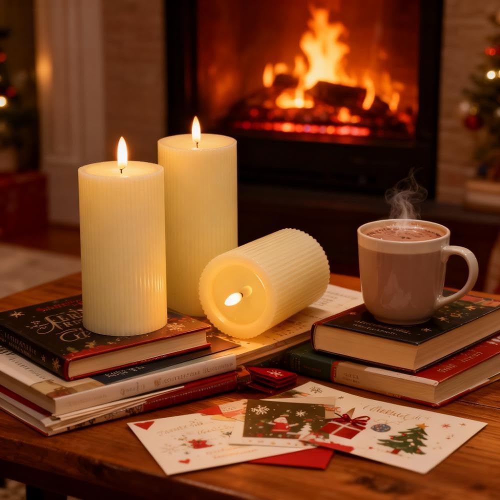 ANGELLOONG Flickering Flameless Candles, Realistic Battery Operated Candles with Remote and Timer, Set of 3 LED Candles for Room Fall Home Wedding Decor Centerpieces Table Party Valentines Decorations