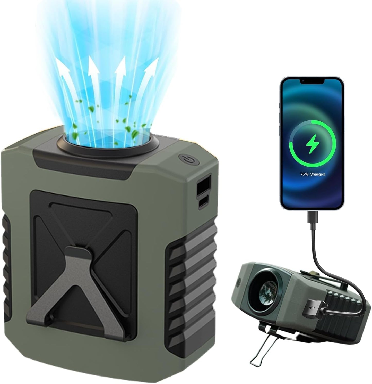Waist Fan - 3-Speed Clip-On Fan, 16000RPM, 10000mAh Rechargeable Battery, LED SOS Light - Portable Cooling for Outdoor & Work
