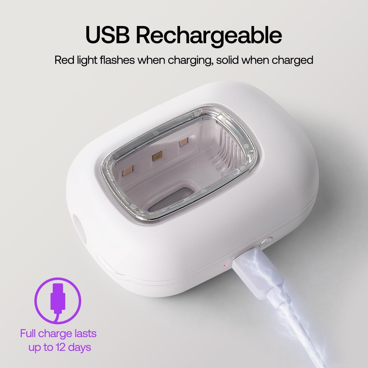 UV-C Toothbrush Sanitizer Case, Dual Light Cleaner Cover with Clear Window, USB-C Rechargeable Travel Holder for Electric and Manual Brushes, White