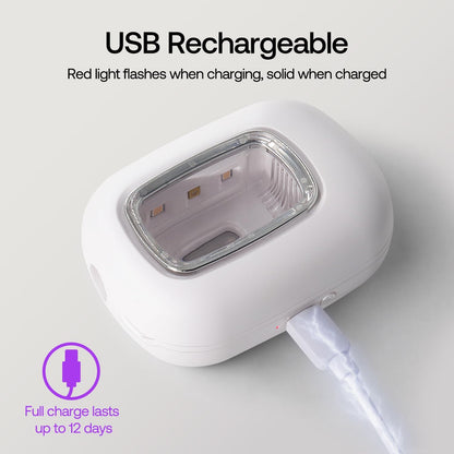 UV-C Toothbrush Sanitizer Case, Dual Light Cleaner Cover with Clear Window, USB-C Rechargeable Travel Holder for Electric and Manual Brushes, White