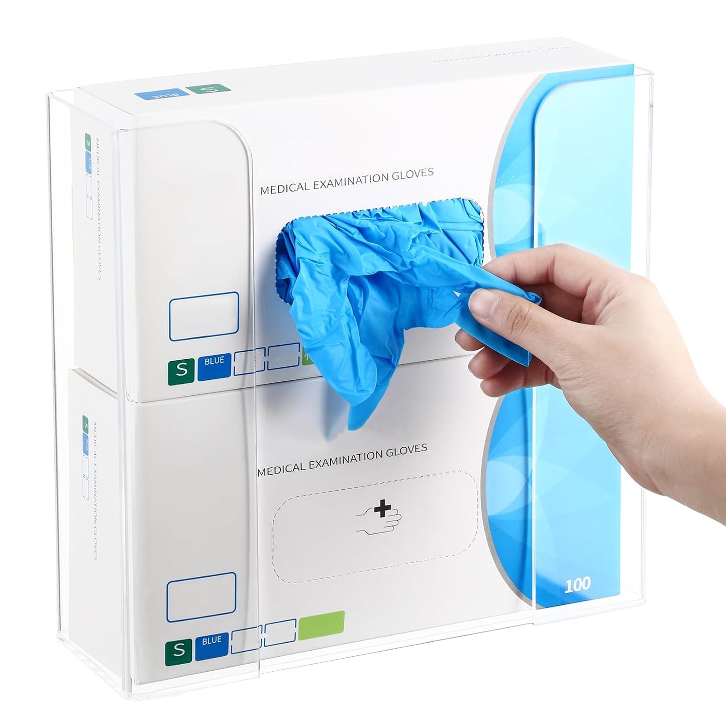 Soaoo 4 Pcs Acrylic Glove Box Holder Dispenser Glove Holder for Wall Mount Clear Acrylic Glove Rack Wall Floating Glove Box Organizer for Medical Latex Rubber Disposable Glove Boxes (Single,5.3'' H)