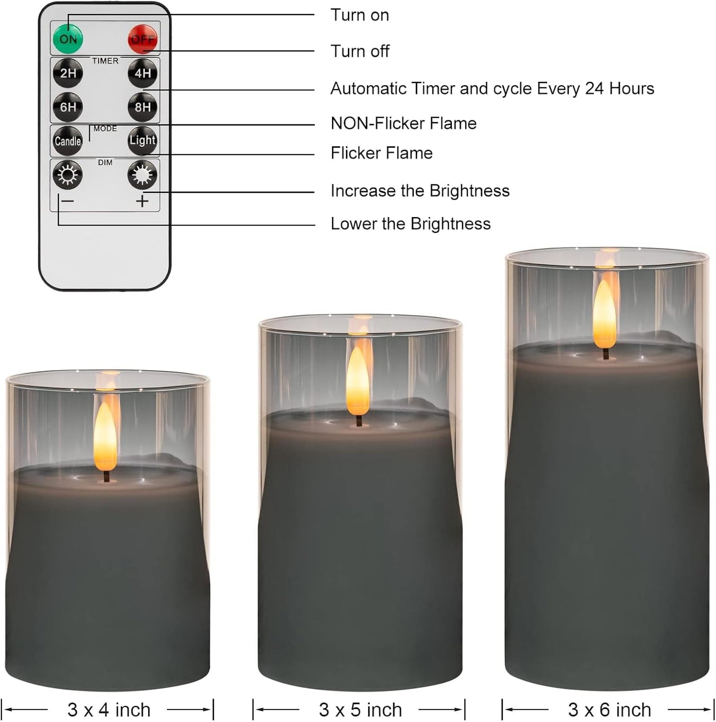 ANGELLOONG Flickering Flameless Candles, Realistic Battery Operated Candles with Remote and Timer, Set of 3 LED Candles for Room Fall Home Wedding Decor Centerpieces Table Party Valentines Decorations