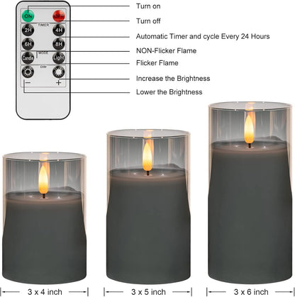 ANGELLOONG Flickering Flameless Candles, Realistic Battery Operated Candles with Remote and Timer, Set of 3 LED Candles for Room Fall Home Wedding Decor Centerpieces Table Party Valentines Decorations