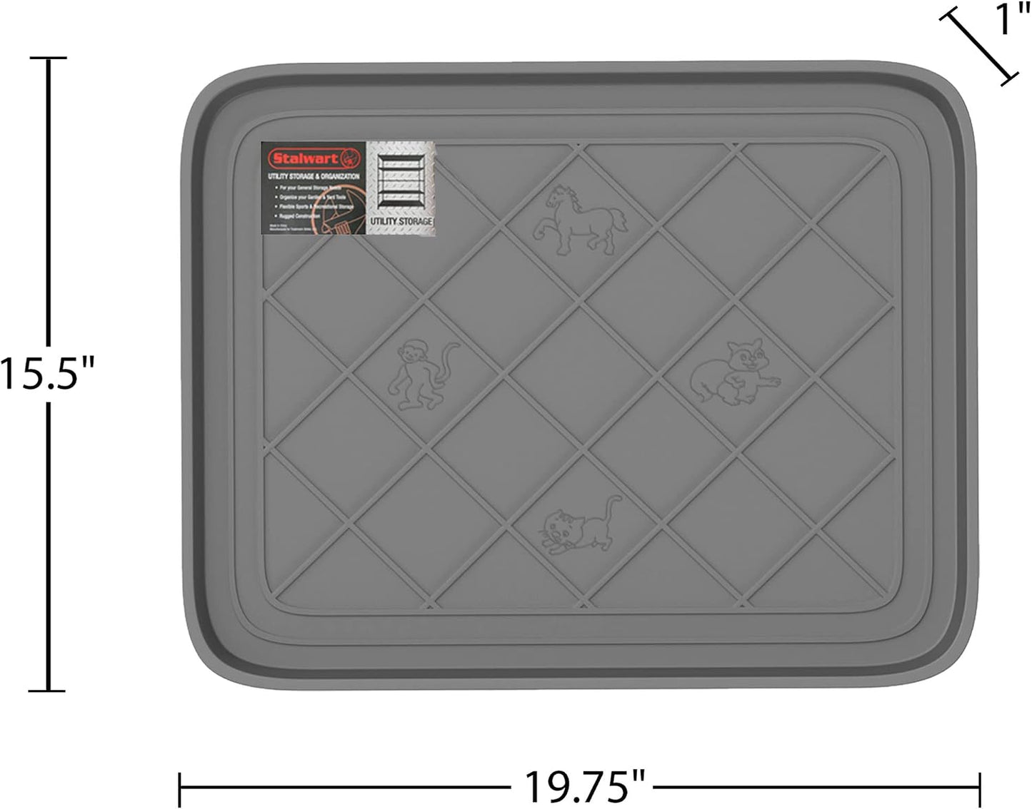 Stalwart All-Weather Boot Tray, Indoor Outdoor Doormat for All Seasons, 2 pk Small, Black