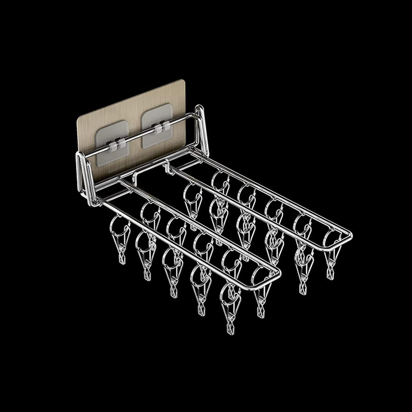 Stainless Steel Folding Hanger Wall Mounted Sock Clip Hanger Space Saving Drying Rack Storage Rack