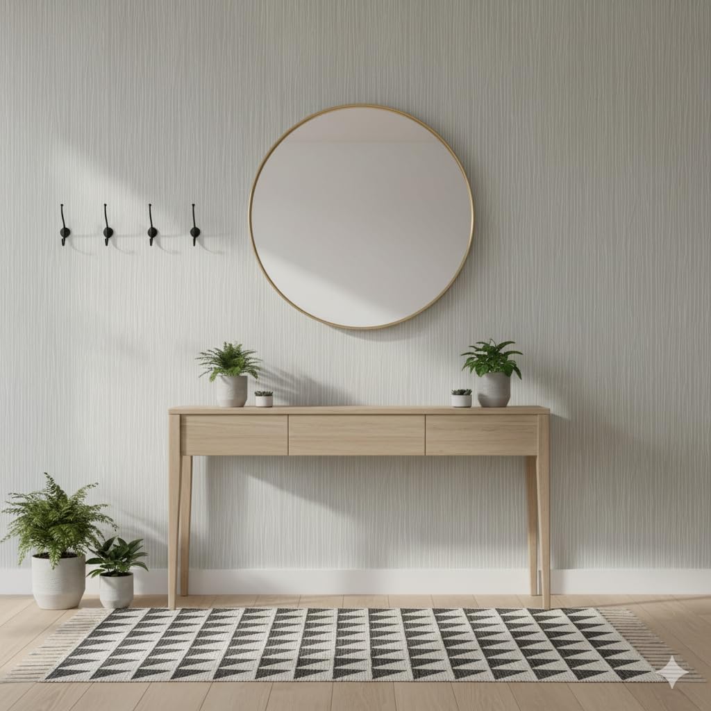 Modern Peel and Stick Wallpaper 17.3" x 78.7" Self Adhesive Wallpaper Textured Neutral Stripe Contact Paper Removable Vinyl Wall Paper for Living Room Bedroom Accent Wall Modern Minimalist Wall Decor