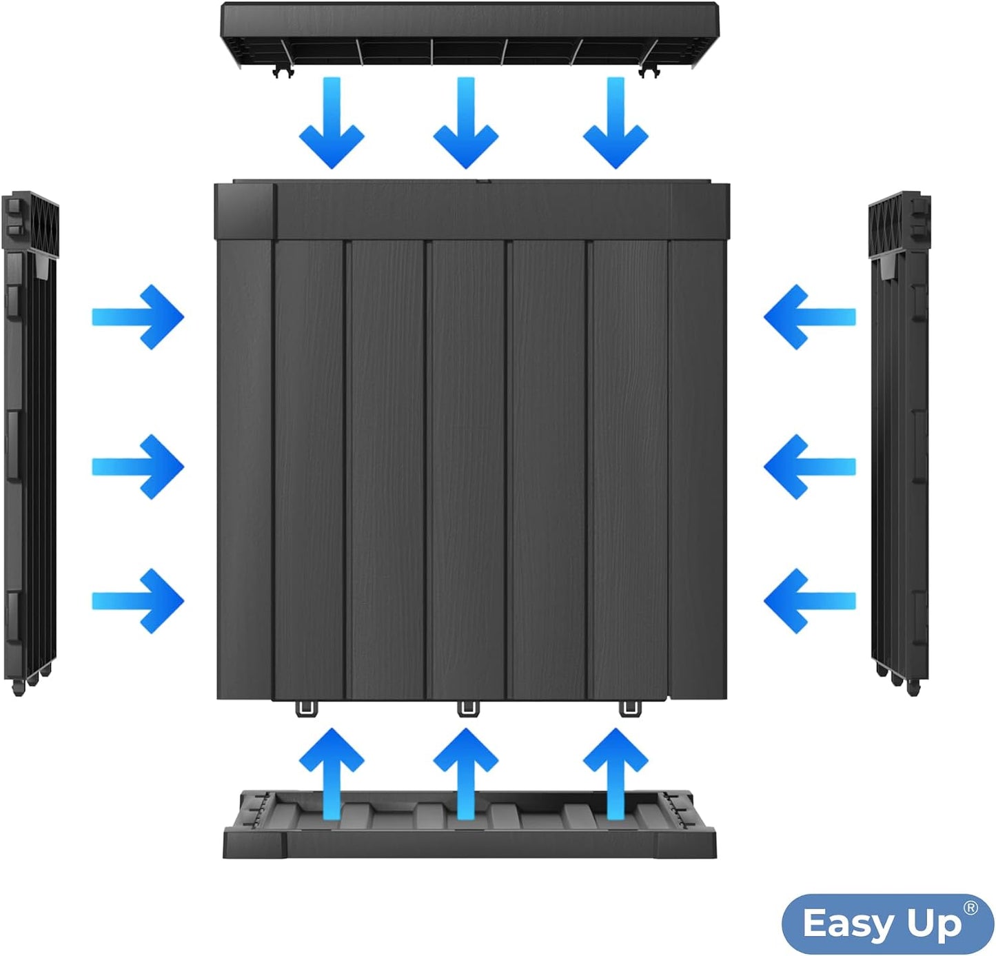 EasyUp 35 Gallon Outdoor Storage Box, Outdoor Deck Boxes for Garden Tools Equipment,Cushions and Patio Storage,Lockable and Resin,Easy to Install(Black)