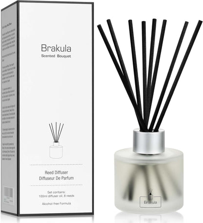 Brakula Reed Diffuser Set, 100ml Black Vanilla Scented Oil Diffuser for Bathroom, Home Fragrance for Living Room, Office