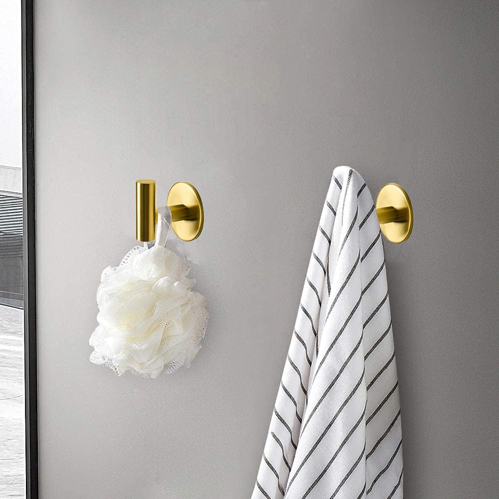 Vuzvuv Adhesive Hooks White SUS304 Stainless Steel - Self Adhesive Heavy Duty Waterproof Wall Hooks for Towel, Coat, Robe in Bathrooms Kitchen Hotel (2-Pack)