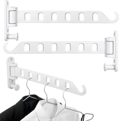 3 Pack Wall Mounted Laundry Drying Rack | 180° Swing Arm Clothes Hanger | Heavy Duty Aluminum Foldable Coat Hook for Bathroom, Closet, Bedroom & Laundry Room, Space Saving (White)