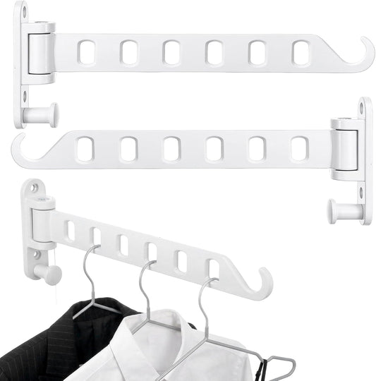 3 Pack Wall Mounted Laundry Drying Rack | 180° Swing Arm Clothes Hanger | Heavy Duty Aluminum Foldable Coat Hook for Bathroom, Closet, Bedroom & Laundry Room, Space Saving (White)
