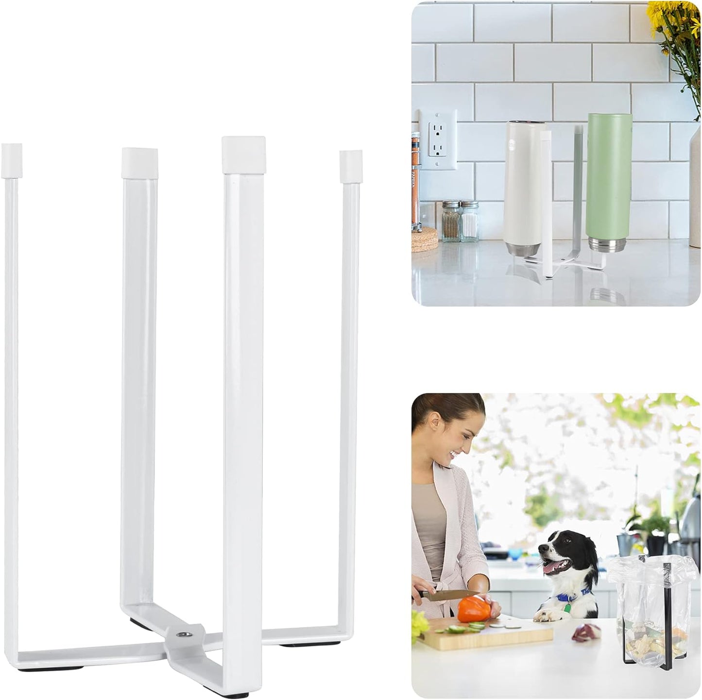 Kitchen Stand Holder, Plastic Bag Drying Rack, Multifunctional Countertop Cups Bottles Drying Rack for Plastic Bags, Bottles and Cups, Shelf Trash Bag (Black)