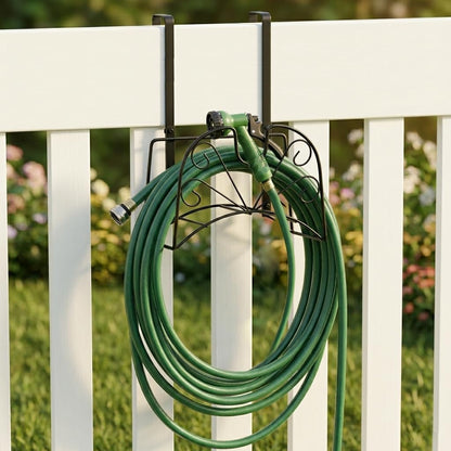 Garden Hose Holder, Sturdy Hose Storage Organizer Reel Rack for Outside Garden Lawn Yard Farm -Wall Mount Or Hanger (White)