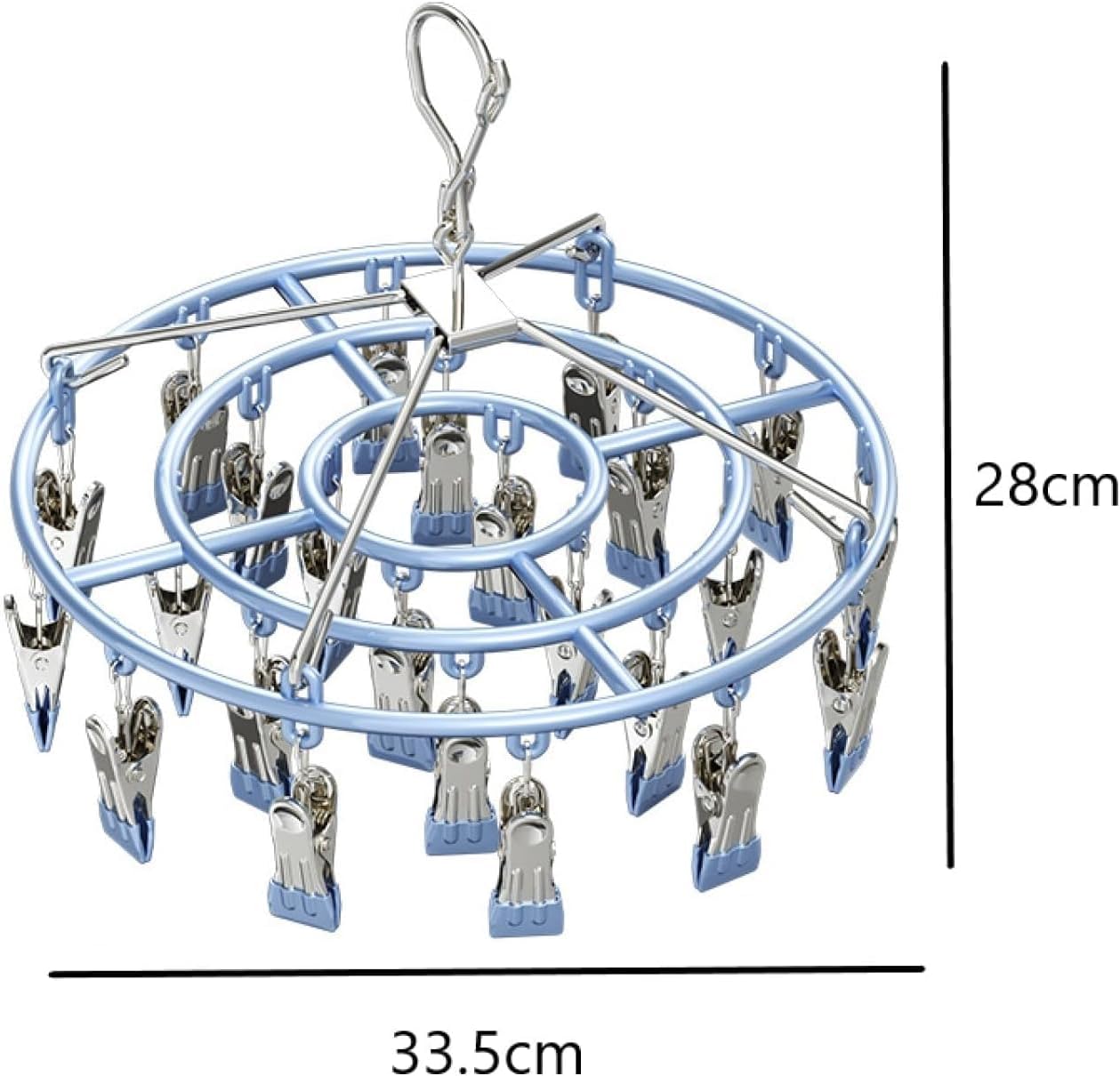 Drying Rack for Sock, Stainless Steel Sock Drying Rack with 24 Clips, Swivel Hook Windproof Hanger for Sock, Bras, Towel, Underwear, Laundry, Hat, Scarf, Pants, Gloves(Pink)
