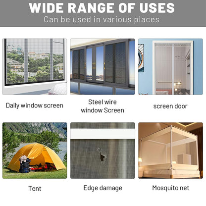 SKYPRO Window Mosquito Net Repair Tape Self Adhesive Window Screen Repair Patch Strong Anti-Insect Fly Mesh Broken Holes Repair(2Pcs,White)