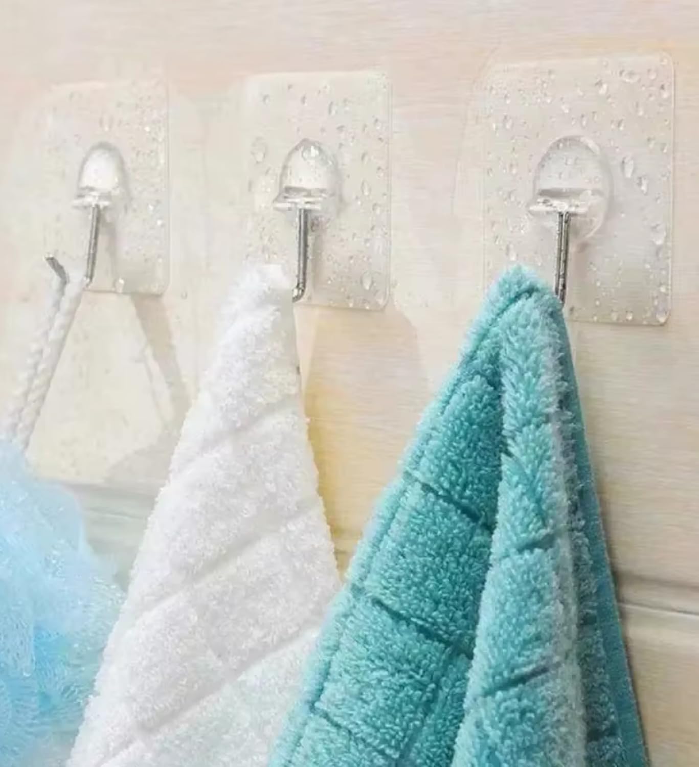 12-Pack Adhesive Hooks - Adhesive Hooks for Hanging Heavy Duty Wall Hooks Self Adhesive Towel Coat Hooks Waterproof Transparent Hook for Bathroom Shower Kitchen Keys Door Outdoor Home Improvement