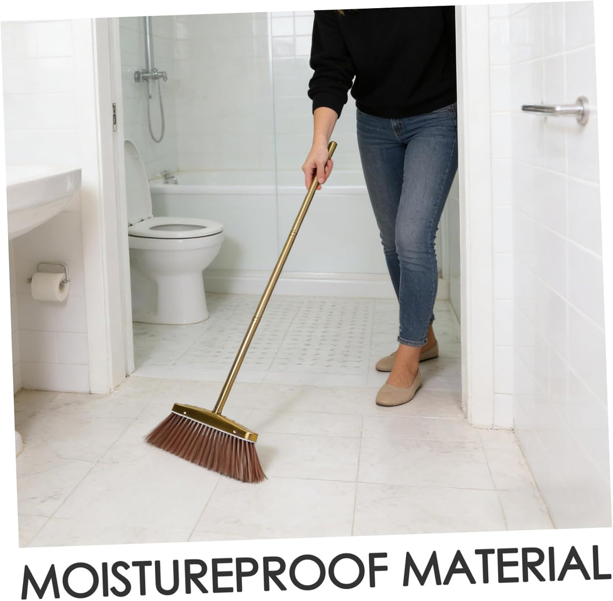 Heavy Duty Stainless Steel Broom with Removable Handle, Thick Bristle Hand Sweeper for Indoor and Outdoor Leaf Cleaning, Weather-Resistant Floor Broom for Home and Patio Use