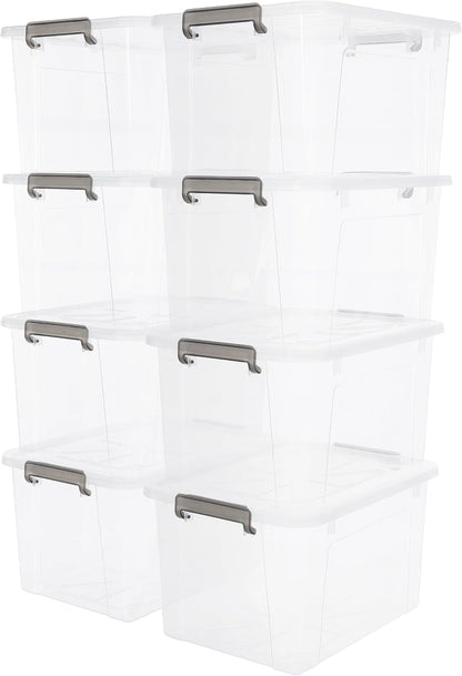 Citylife 57 QT Plastic Storage Bins with Double-Opening Lids, Storage Containers for Organizing, Large Clear Storage Box for Closet, Blankets, 2 Packs