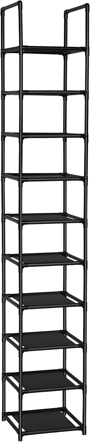 FIDUCIAL HOME 10 Tiers Vertical Shoe Rack 10 Pairs Skinny Shoe Shelf | Tall Narrow Space Saving for Entryway Closet, Easy to Assemble, 11"L x 11"W x 68.8"H