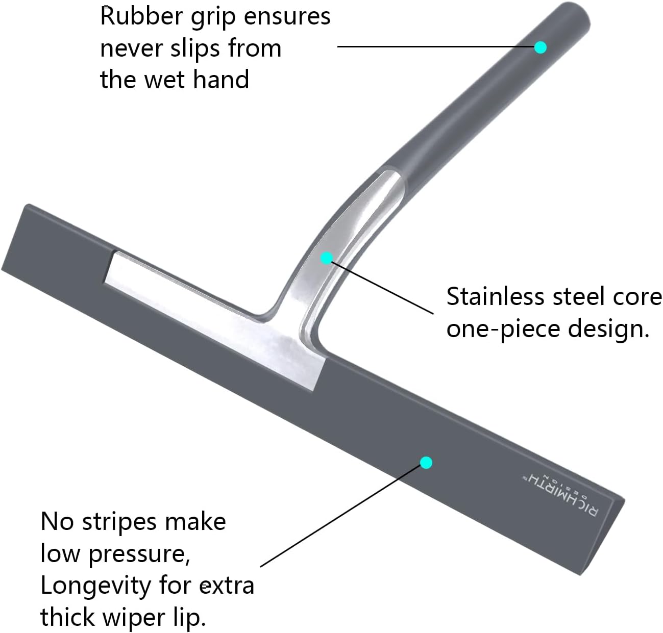 Shower Glass Cleaner Squeegee, 9 Inch Width Silicone Bathroom Squeegee for Shower, Glass, Car Window, Mirror - Green