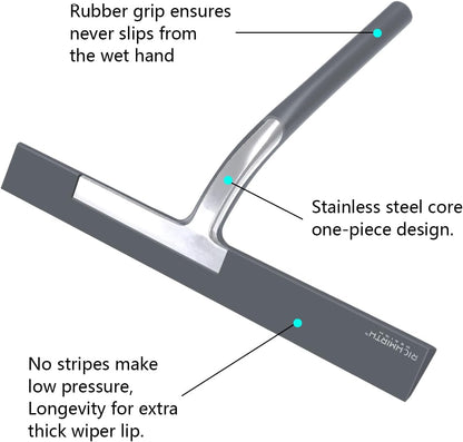 Shower Glass Cleaner Squeegee, 9 Inch Width Silicone Bathroom Squeegee for Shower, Glass, Car Window, Mirror - Green